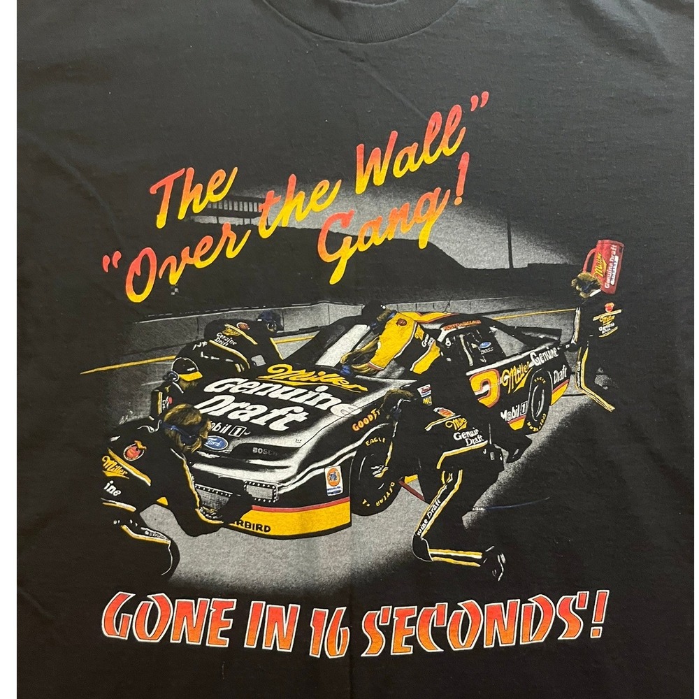 Vintage Rusty Wallace Miller Genuine Draft Racing T-Shirt XL Single Stitch AOP - Picture 4 of 9
